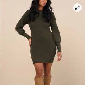 Olive Green Sweater Dress